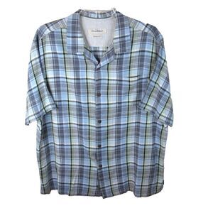 Tommy Bahama Plaid Short Sleeve Button Up silk Shirt‎ Men's XL Original Fit